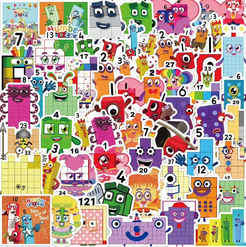 Number Blocks Stickers - 52 Pcs