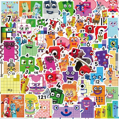 Number Blocks Stickers - 52 Pcs
