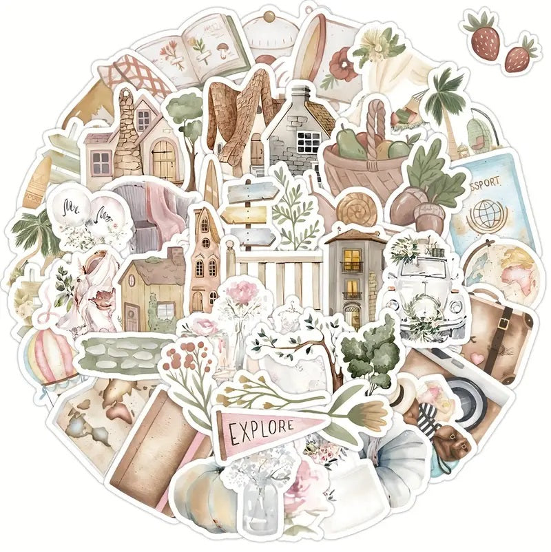 Vintage stickers - 60 Pcs