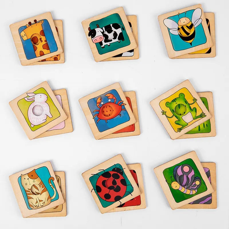 MONTESSORI ANIMAL WOODEN MATCHING TILES