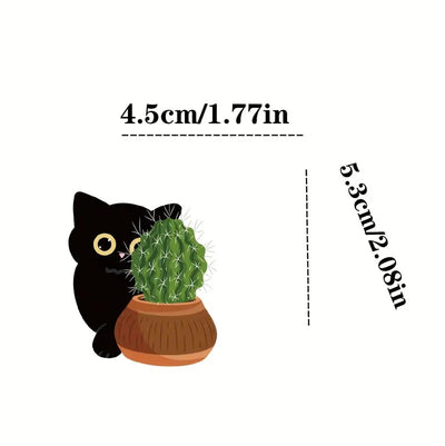 Cute Cat & Plants Stickers - 60 Pcs