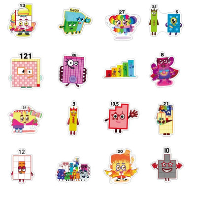 Number Blocks Stickers - 52 Pcs