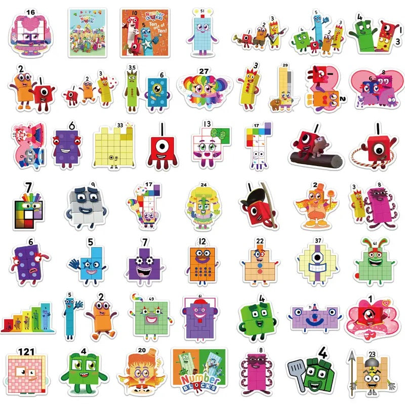 Number Blocks Stickers - 52 Pcs