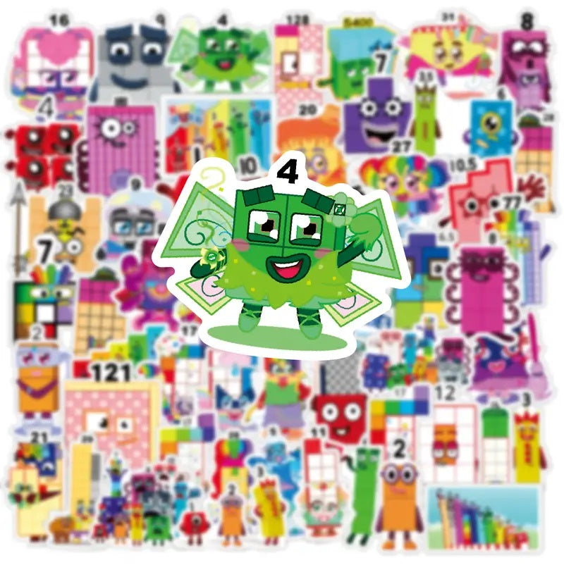 Number Blocks Stickers - 52 Pcs