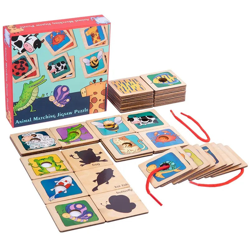 MONTESSORI ANIMAL WOODEN MATCHING TILES