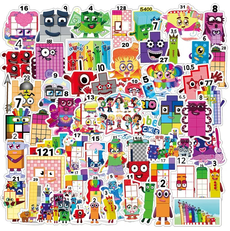 Number Blocks Stickers - 52 Pcs