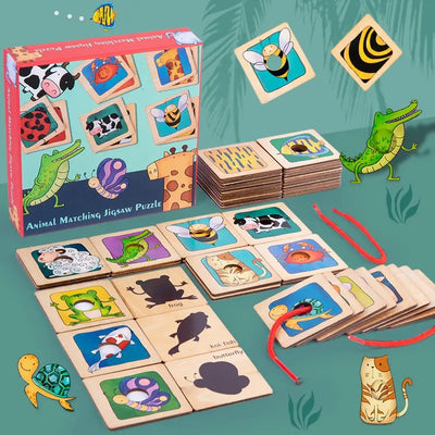 MONTESSORI ANIMAL WOODEN MATCHING TILES