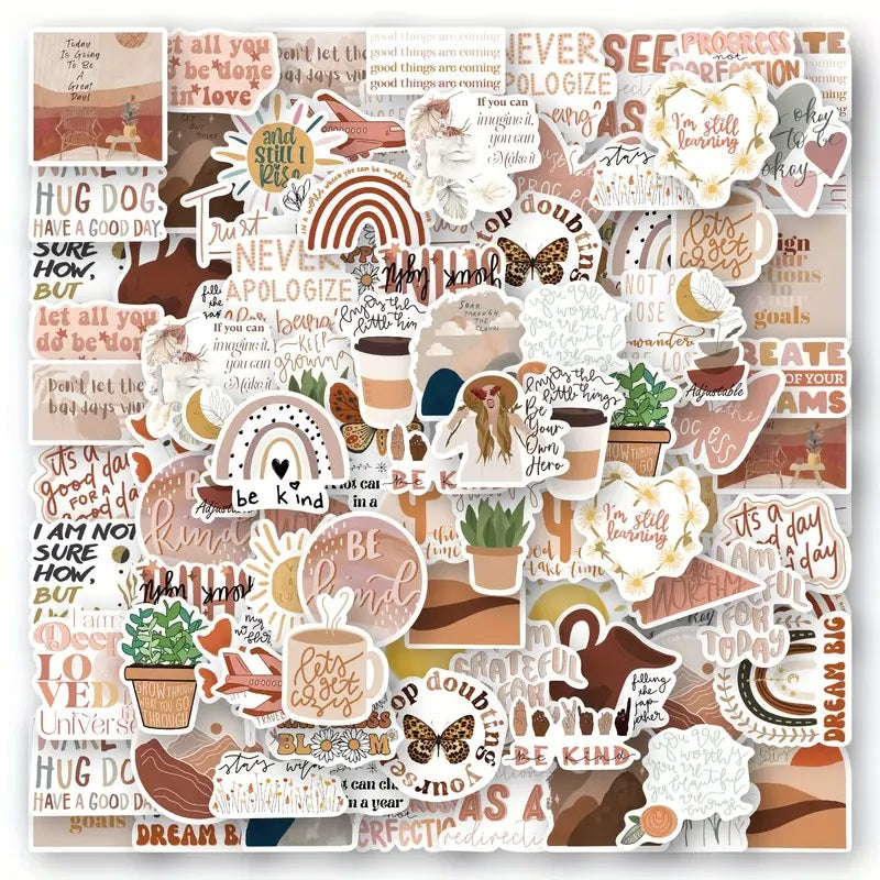 Bohemian theme inspirational Stickers - 50 Pcs