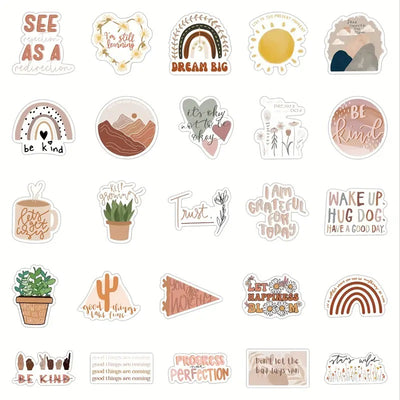 Bohemian theme inspirational Stickers - 50 Pcs