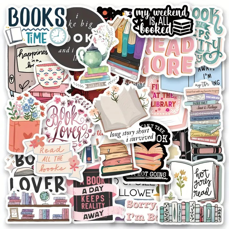 Bookworm Stickers - 50 Pcs