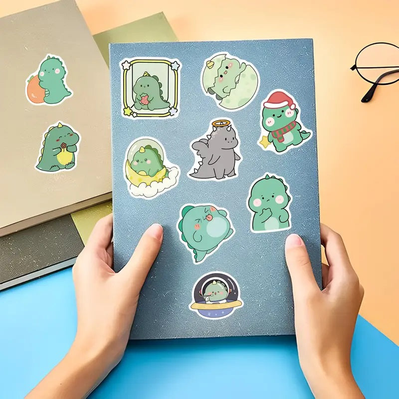 Green Dinosaur Stickers - 50 Pcs