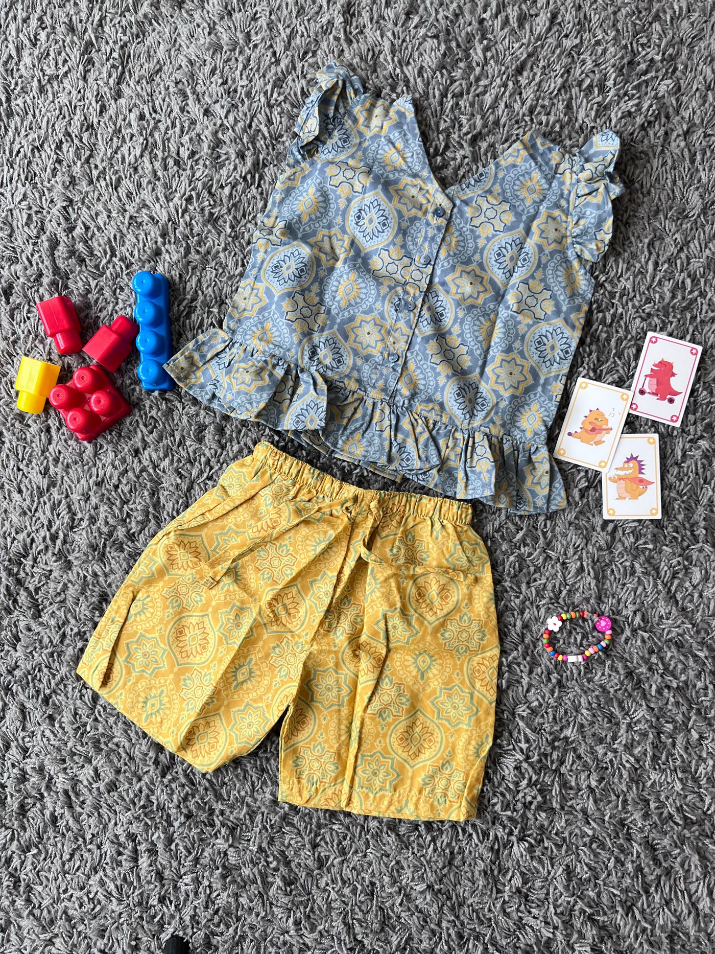 Girls Cotton Blue & Yellow set
