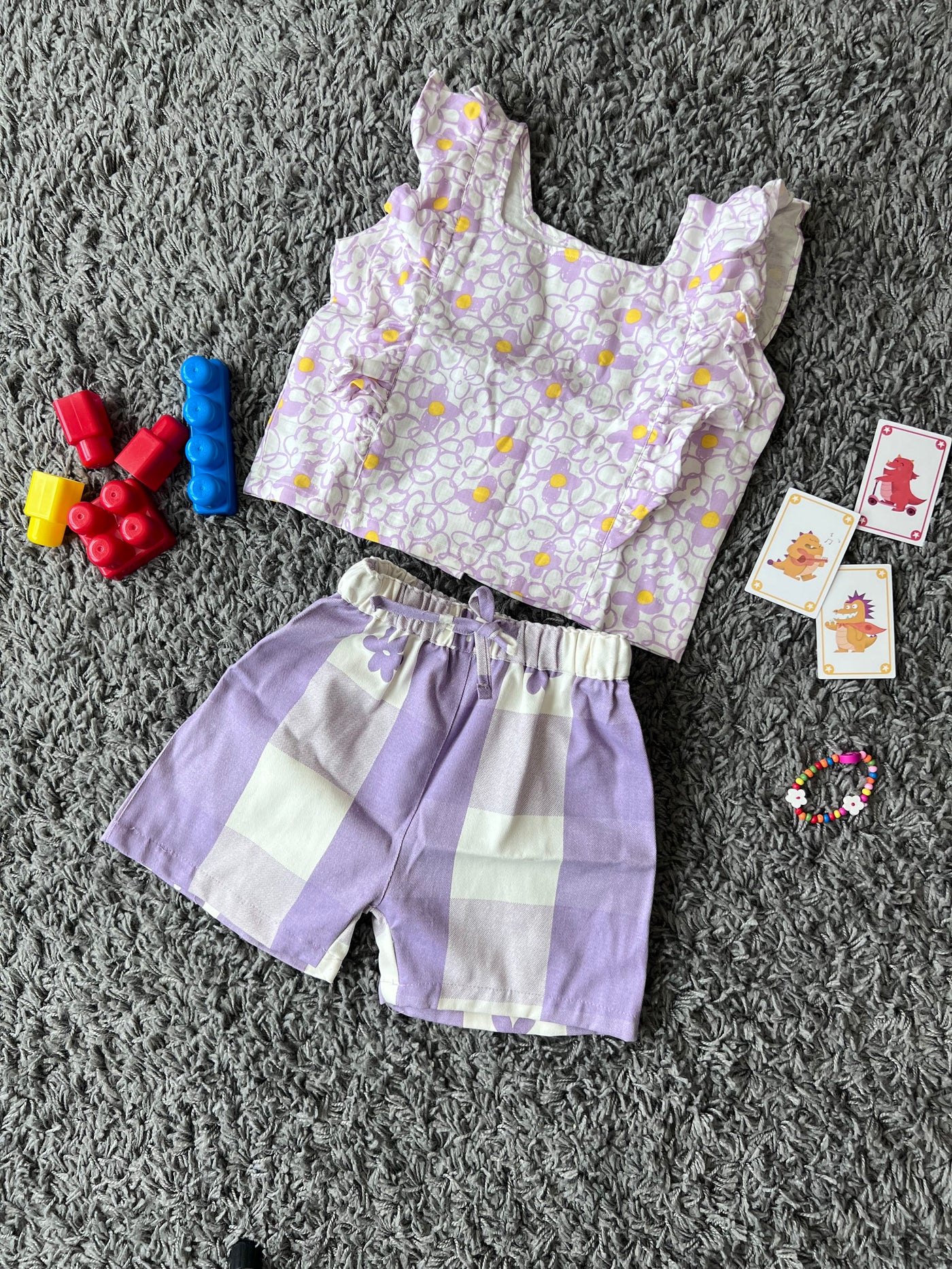 Girls Cotton White & Purple set