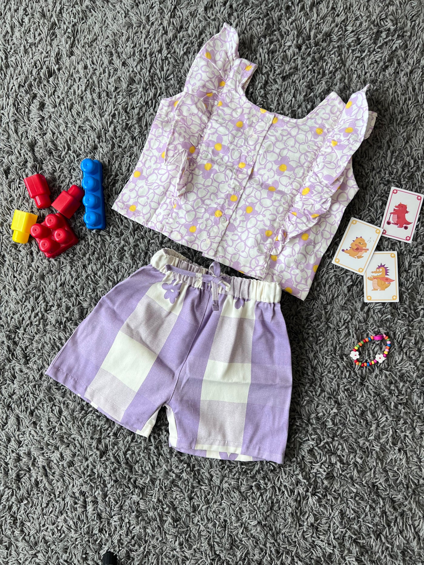 Girls Cotton White & Purple set