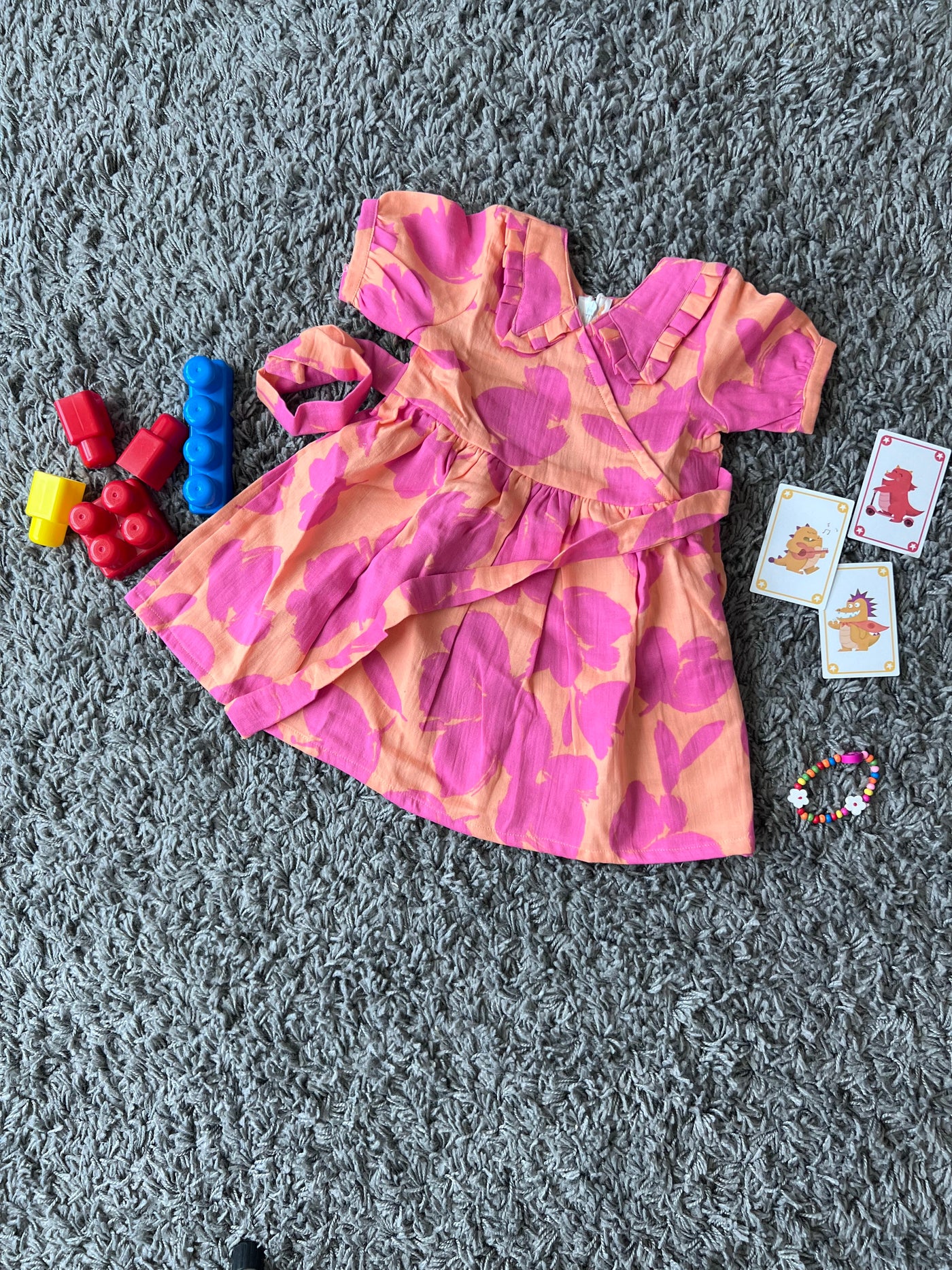 Girls Cotton Pink & Orange frock