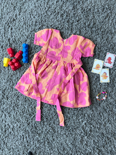 Girls Cotton Pink & Orange frock