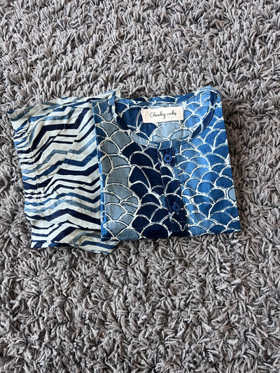 Boys cotton Blue Fish scale set