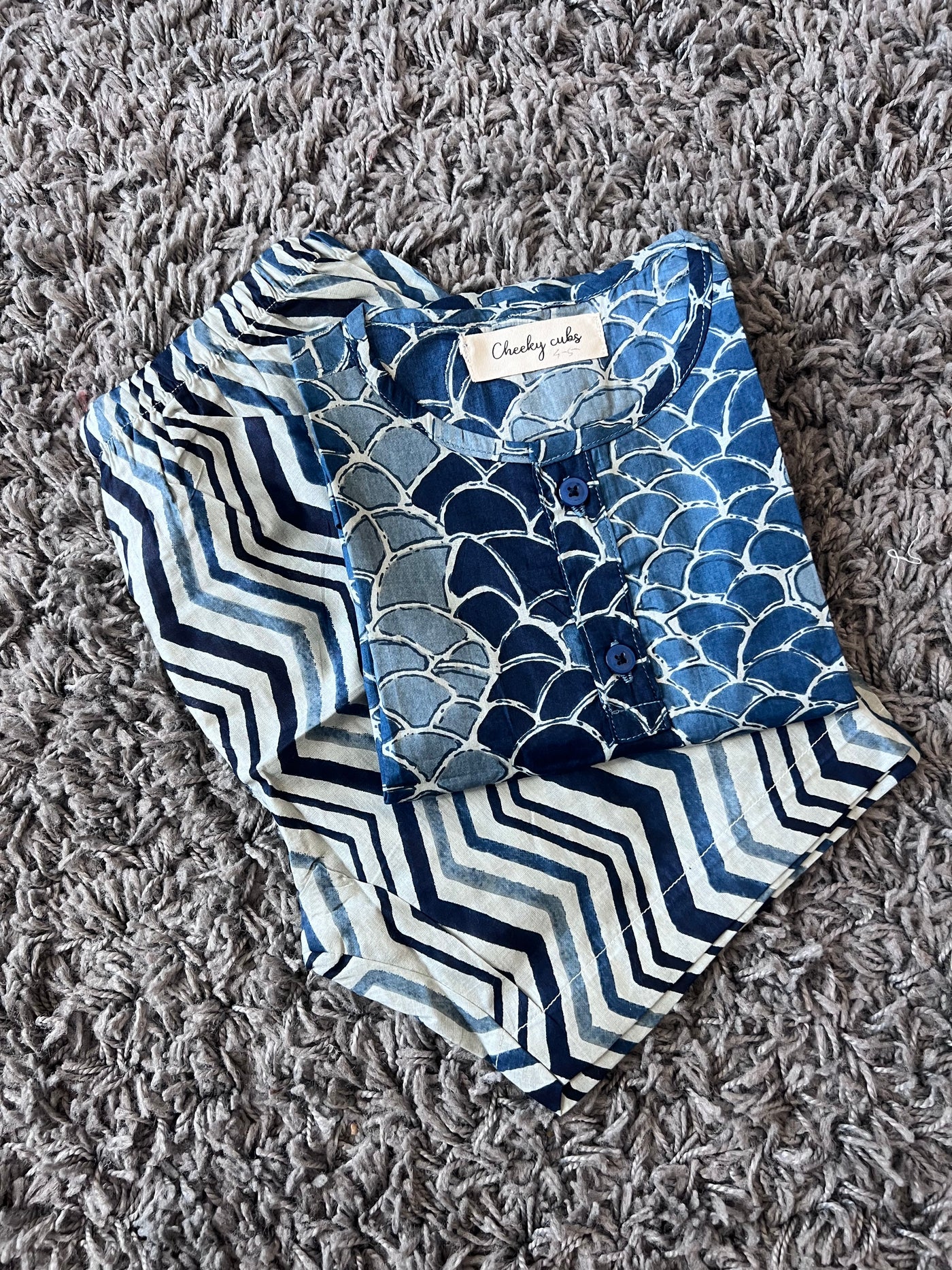 Boys cotton Blue Fish scale set