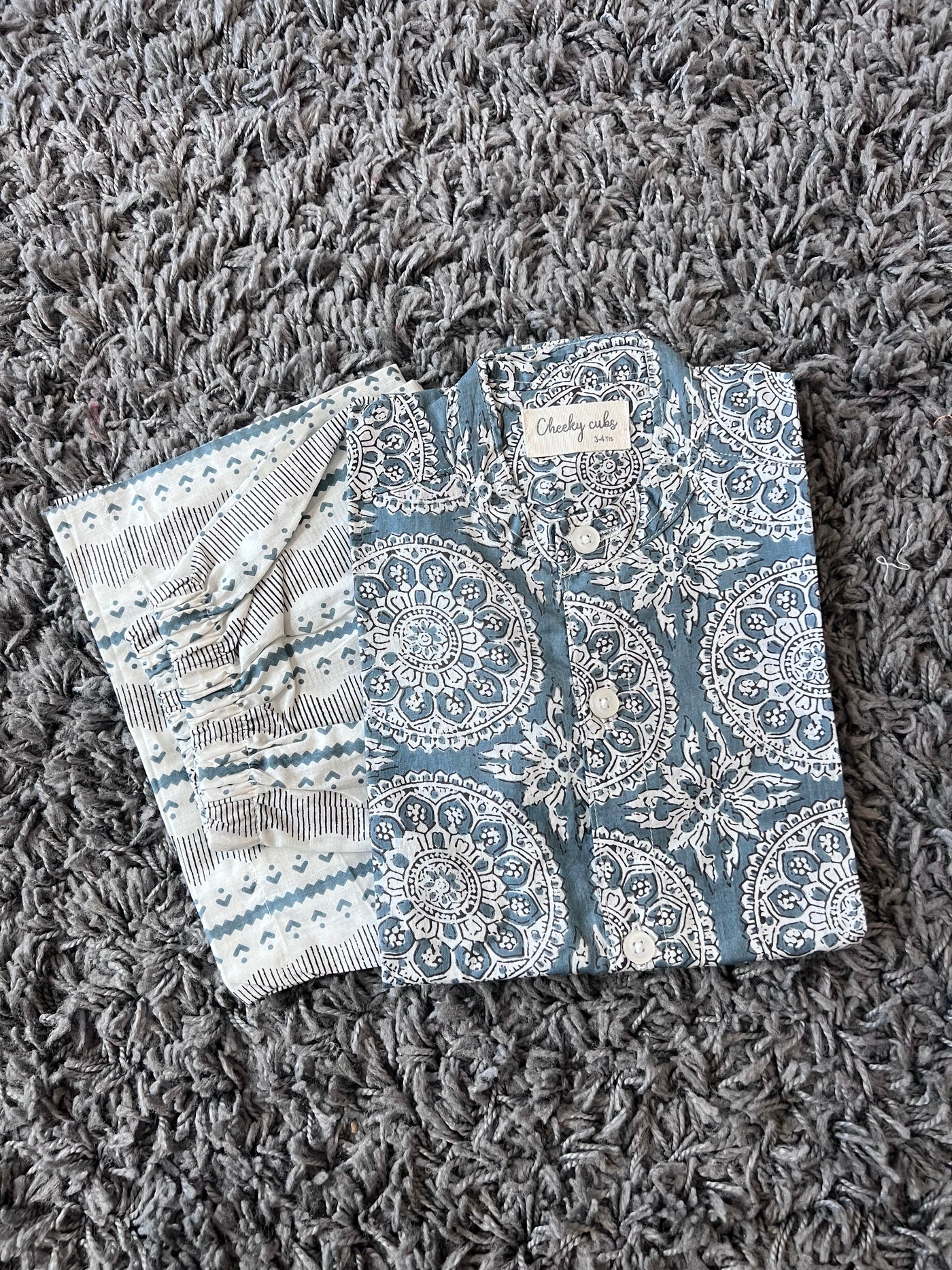 Boys cotton Ash blue Mandala print set