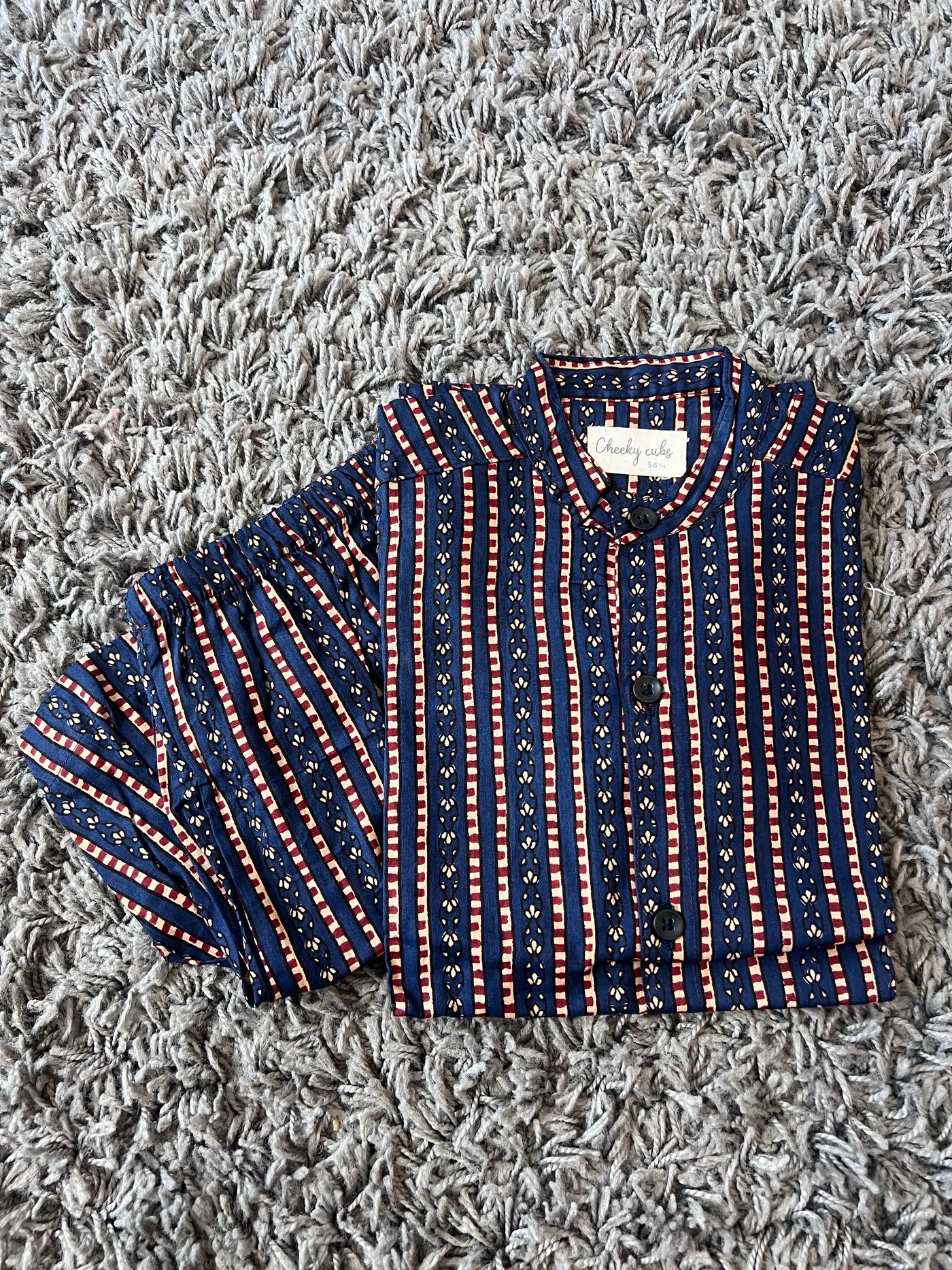 Boys cotton Blue & Red striped Co-ord set