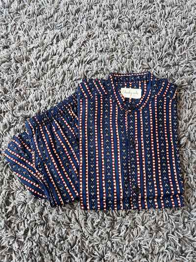 Boys cotton Blue & Red striped Co-ord set