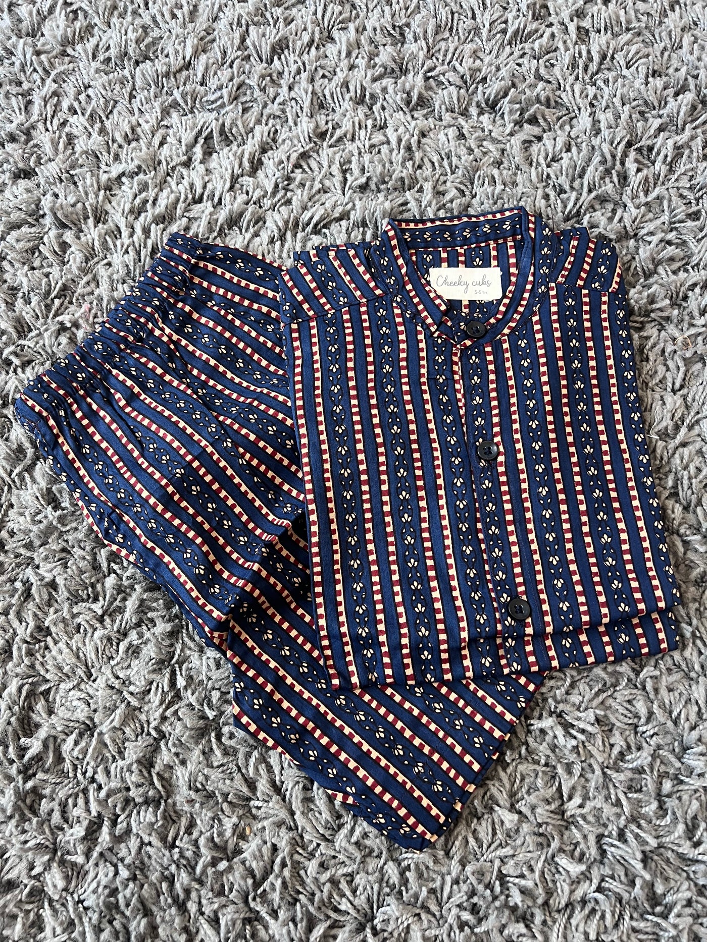 Boys cotton Blue & Red striped Co-ord set