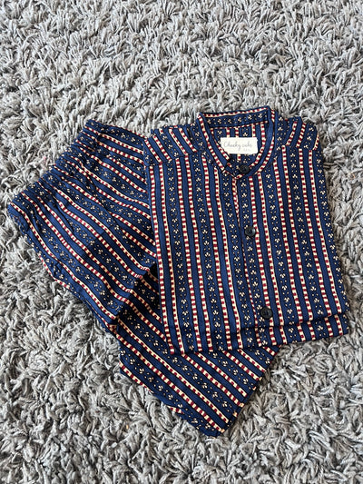 Boys cotton Blue & Red striped Co-ord set