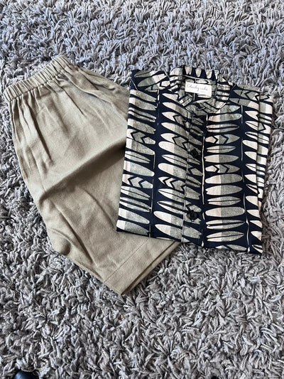 Boys  Black & Green Surfboard print set