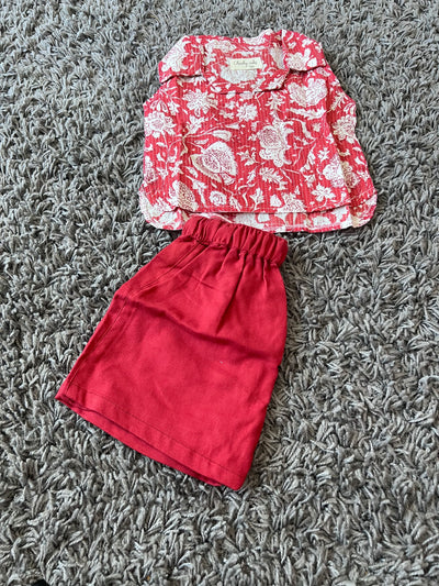 Girls Cotton Red & White set