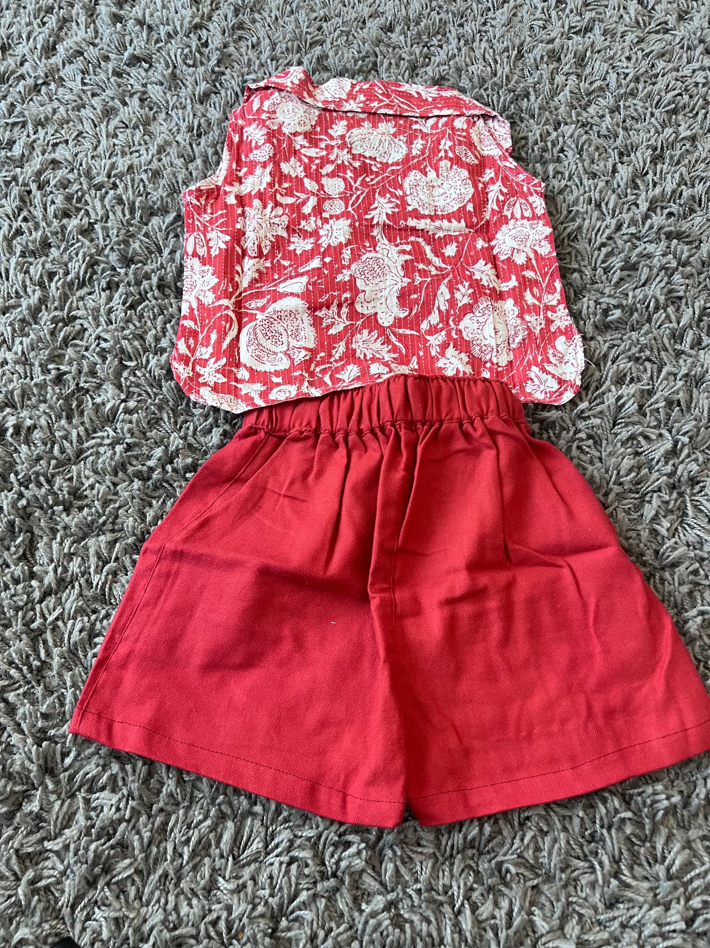 Girls Cotton Red & White set