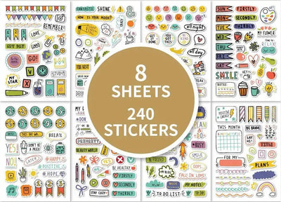 Scrapbook Stickers - 240 Pcs